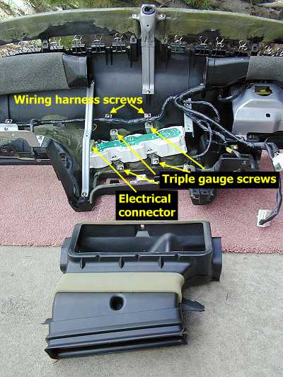 combination guages in back of dash