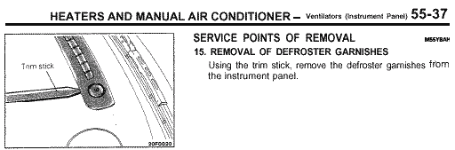 Manual - defroster garnish panel removal