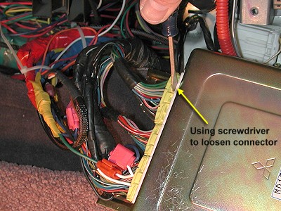 Prying loose ECU connector